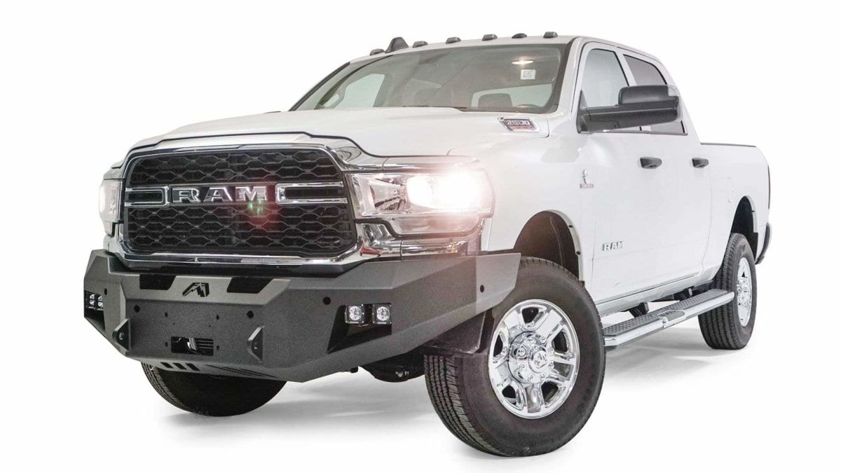 Fab Fours DR19 - A4451 - 1 Ram 2500/3500 HD 2019 - 2024 New Premium Front Bumper Winch Ready No Guard - Rugged Truck Gear