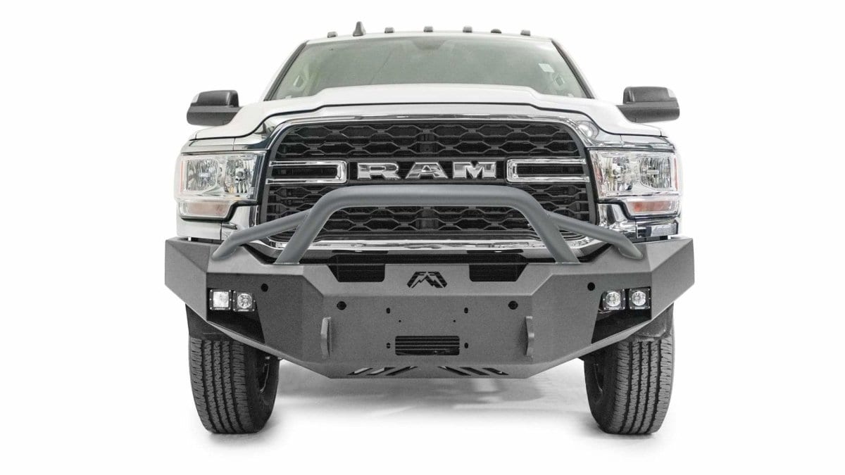 Fab Fours DR19 - A4452 - 1 Ram 2500/3500 HD 2019 - 2024 New Premium Front Bumper Winch Ready Pre - Runner Guard - Rugged Truck Gear
