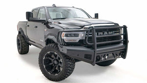 Fab Fours DR19-Q4460-1 Dodge Ram 2500/3500 HD 2019-2021 Black Steel Elite Front Bumper Full Guard-BumperStock