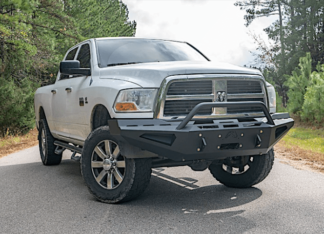 Fab Fours DR19 - RS4462 - 1 Ram 2500/3500 HD 2019 - 2024 Red Steel Winch Front Bumper Pre - Runner Guard - Rugged Truck Gear