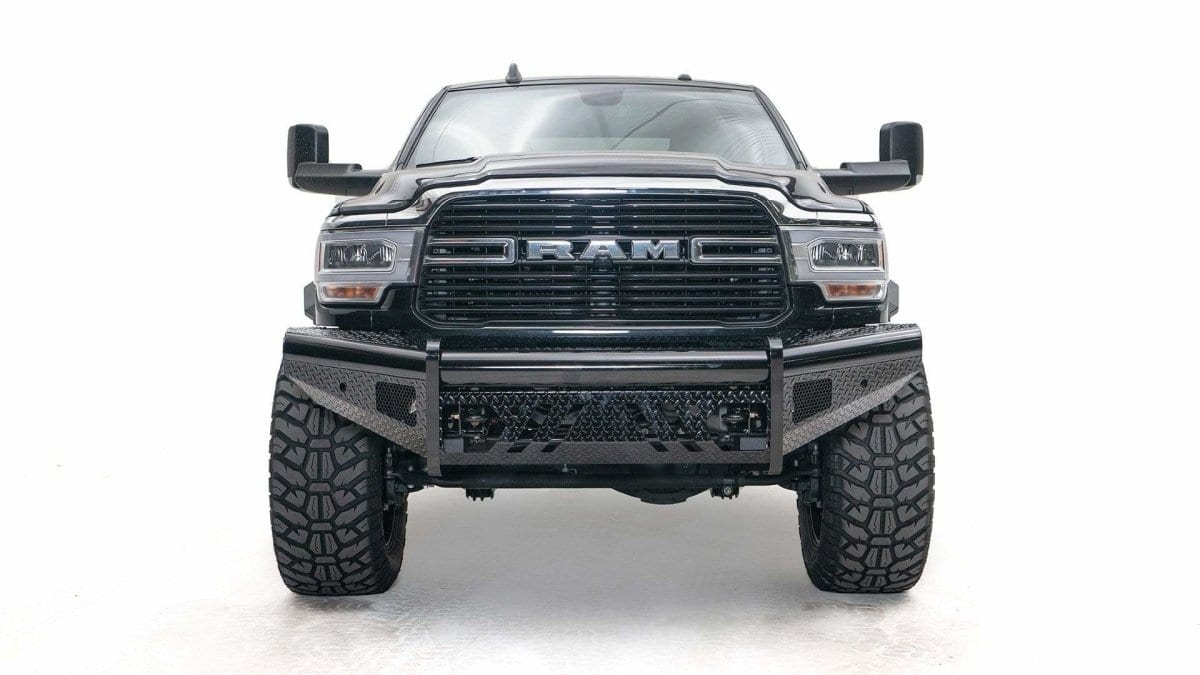 Fab Fours DR19 - S4461 - 1 Ram 2500/3500 HD 2019 - 2024 Black Steel Front Bumper No Guard - Rugged Truck Gear