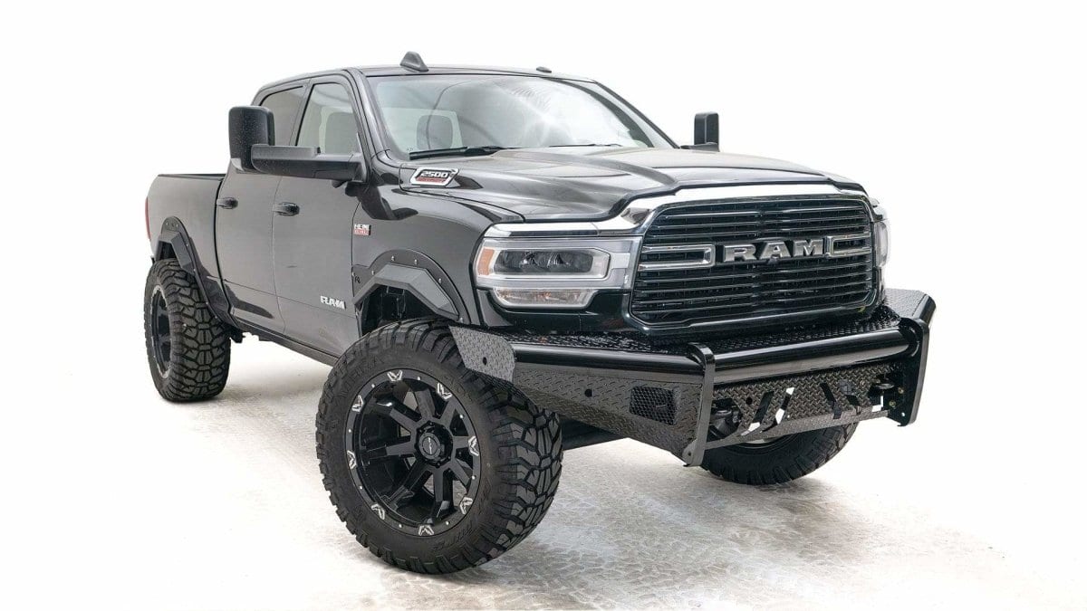 Fab Fours DR19 - S4461 - 1 Ram 2500/3500 HD 2019 - 2024 Black Steel Front Bumper No Guard - Rugged Truck Gear