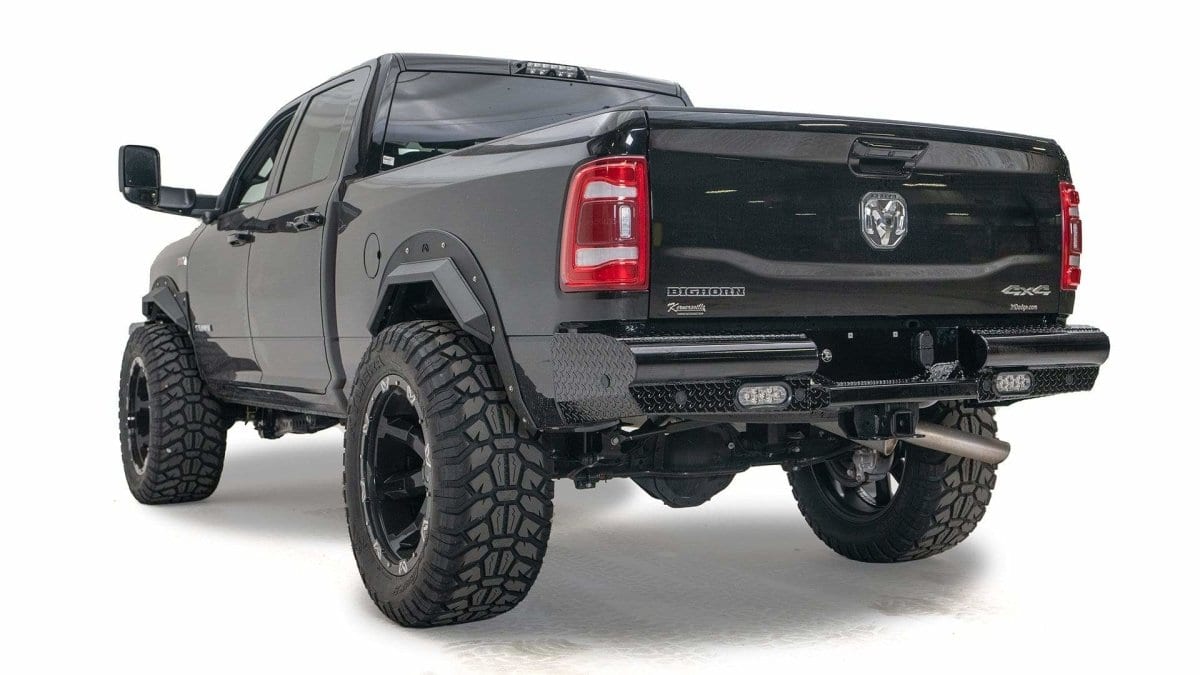 Fab Fours DR19-T4450-1 Dodge Ram 2500/3500 HD 2019-2021 Black Steel Rear Bumper-BumperStock