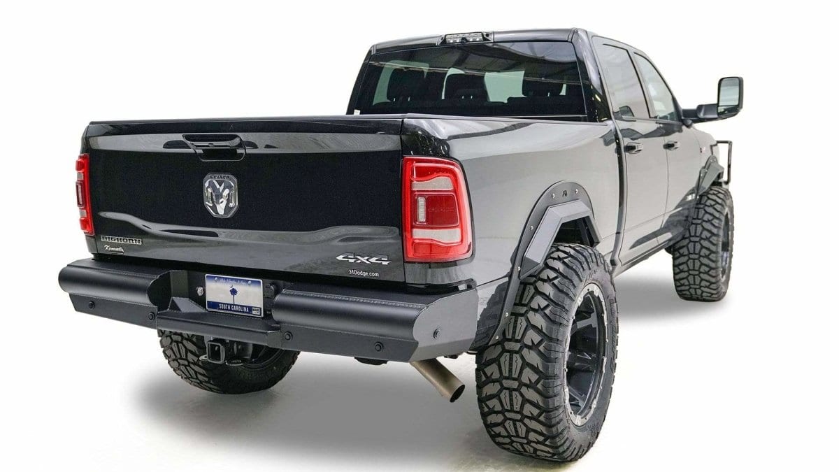 Fab Fours DR19 - U4450 - 1 Ram 2500/3500 HD 2019 - 2024 Black Steel Elite Rear Bumper - Rugged Truck Gear