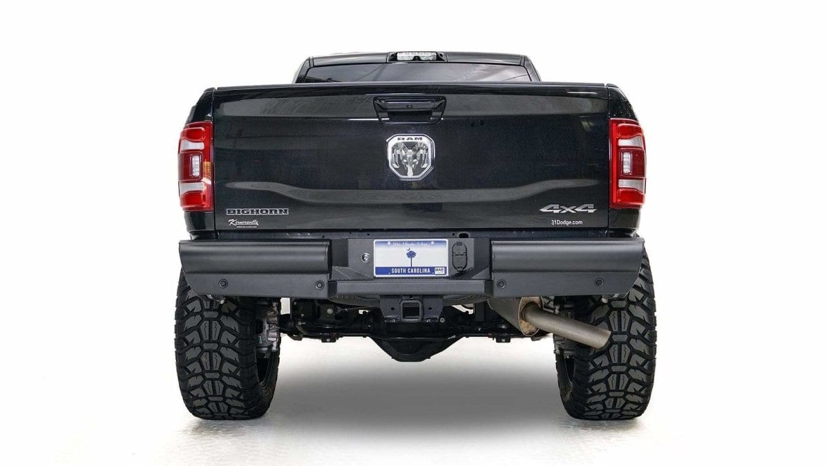 Fab Fours DR19 - U4450 - 1 Ram 2500/3500 HD 2019 - 2024 Black Steel Elite Rear Bumper - Rugged Truck Gear