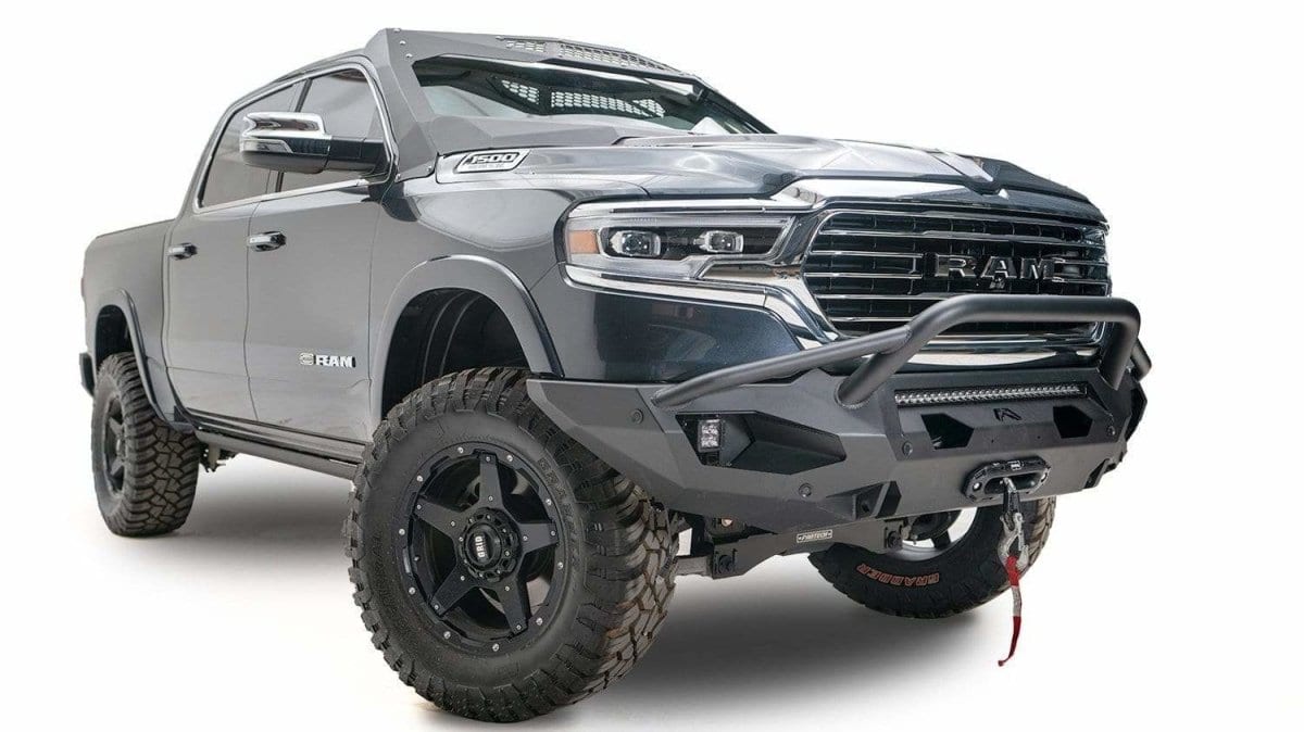 Fab Fours DR19-X4252-1 Dodge Ram 1500 2019-2021 Matrix Front Bumper Winch Ready Pre-Runner Guard-BumperStock