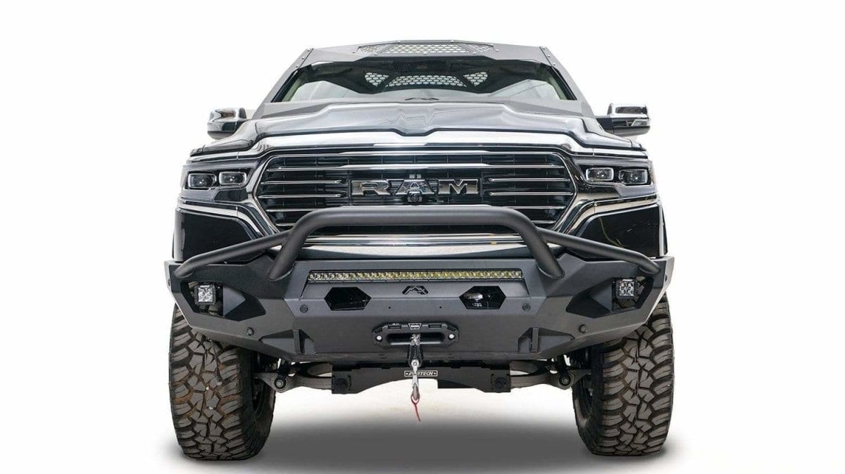 Fab Fours DR19-X4252-1 Dodge Ram 1500 2019-2021 Matrix Front Bumper Winch Ready Pre-Runner Guard-BumperStock