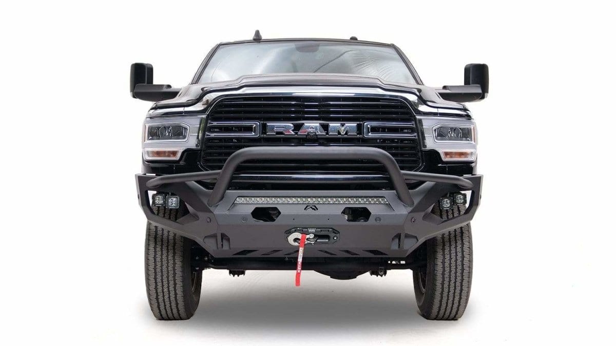 Fab Fours DR19-X4452-1 Dodge Ram 2500/3500 HD 2019-2021 Matrix Front Bumper Winch Ready Pre-Runner Guard-BumperStock