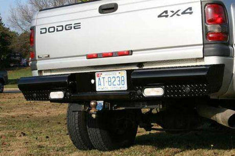 Fab Fours DR94-T1650-1 Dodge Ram 2500/3500 HD 1994-2002 Black Steel Rear Bumper-BumperStock