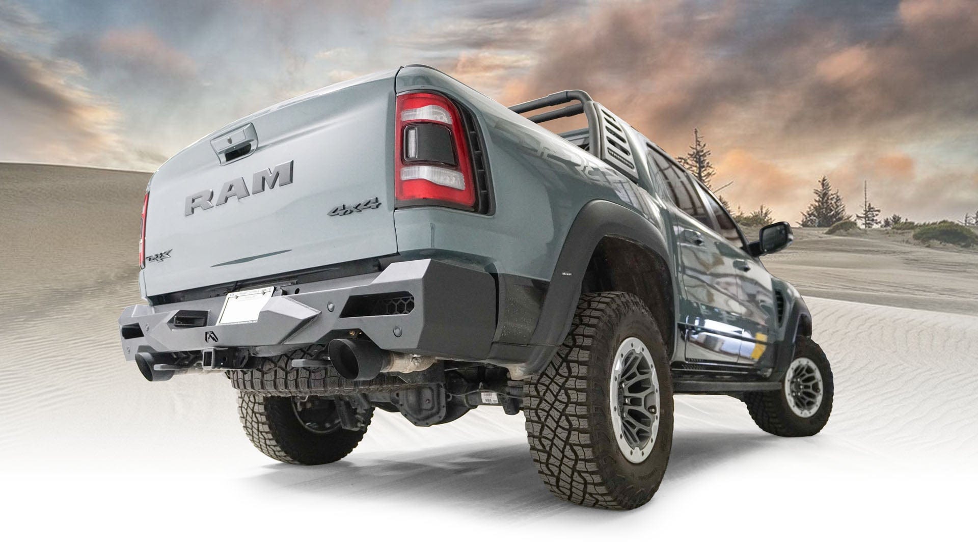 Fab Fours DX21 - E4551 - 1 Dodge Ram TRX 2021 - 2024 Vengeance Rear Bumper - Rugged Truck Gear