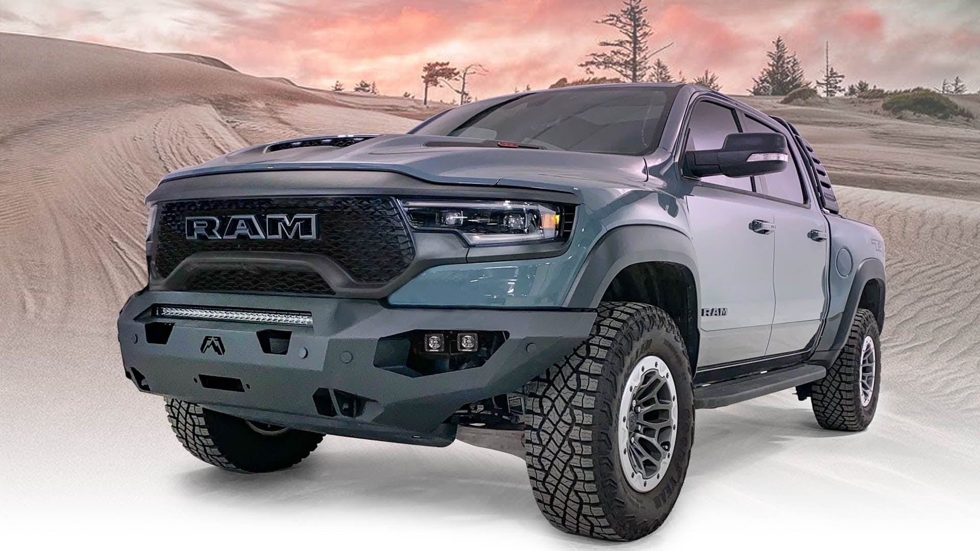 Fab Fours DX21 - X5551 - 1 2021 - 2024 Dodge Ram TRX Matrix Front Bumper Winch Ready No Guard - Rugged Truck Gear