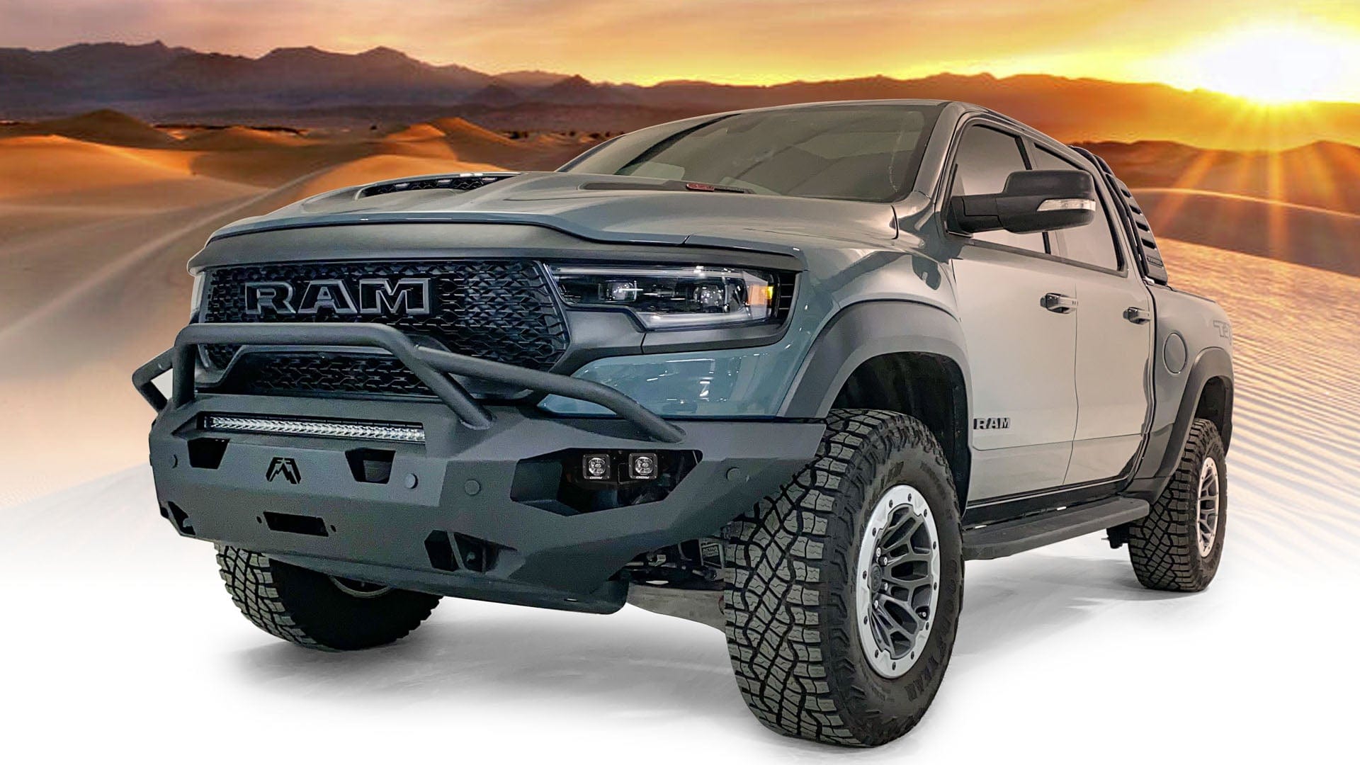 Fab Fours DX21 - X5552 - 1 2021 - 2024 Dodge Ram TRX Matrix Front Bumper Winch Ready Pre - Runner Guard - Rugged Truck Gear