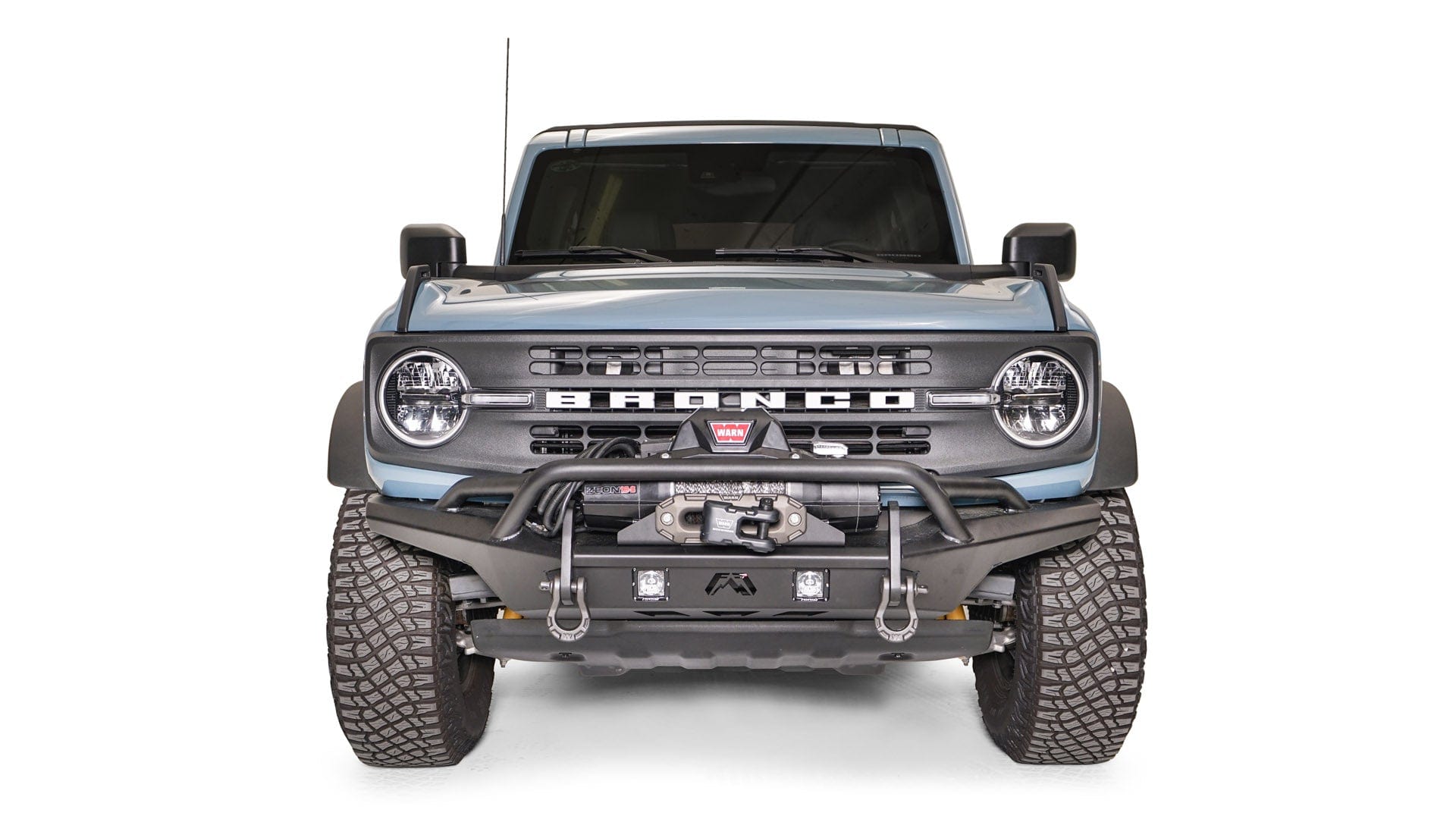 Fab Fours FB21 - B5252 - 1 Ford Bronco 2021 - 2024 Stubby Front Winch Bumper Pre - Runner Guard - Rugged Truck Gear