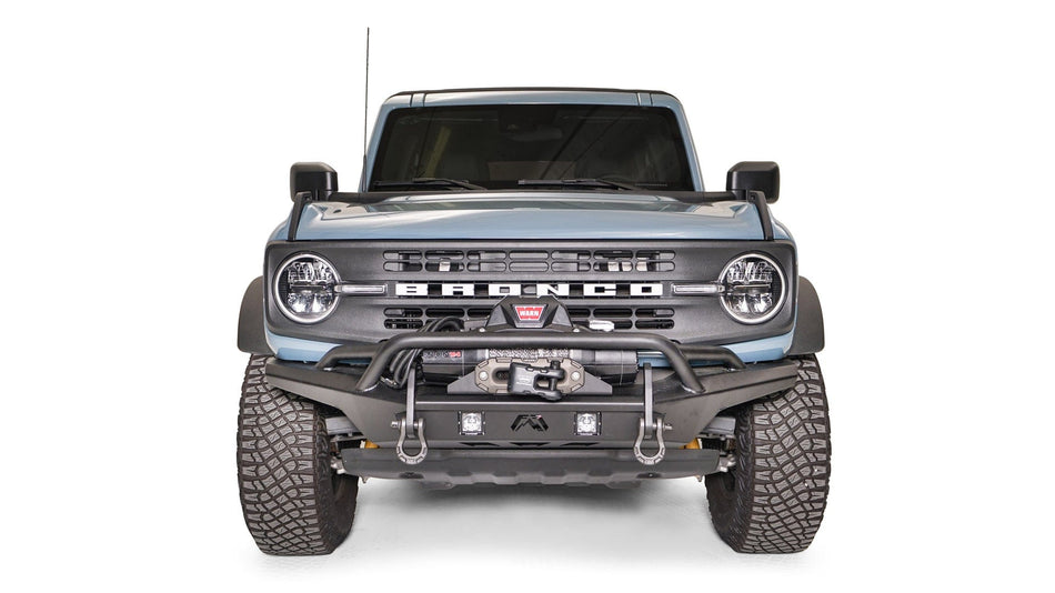 Fab Fours FB21 - B5252 - 1 Ford Bronco 2021 - 2024 Stubby Front Winch Bumper Pre - Runner Guard - Rugged Truck Gear