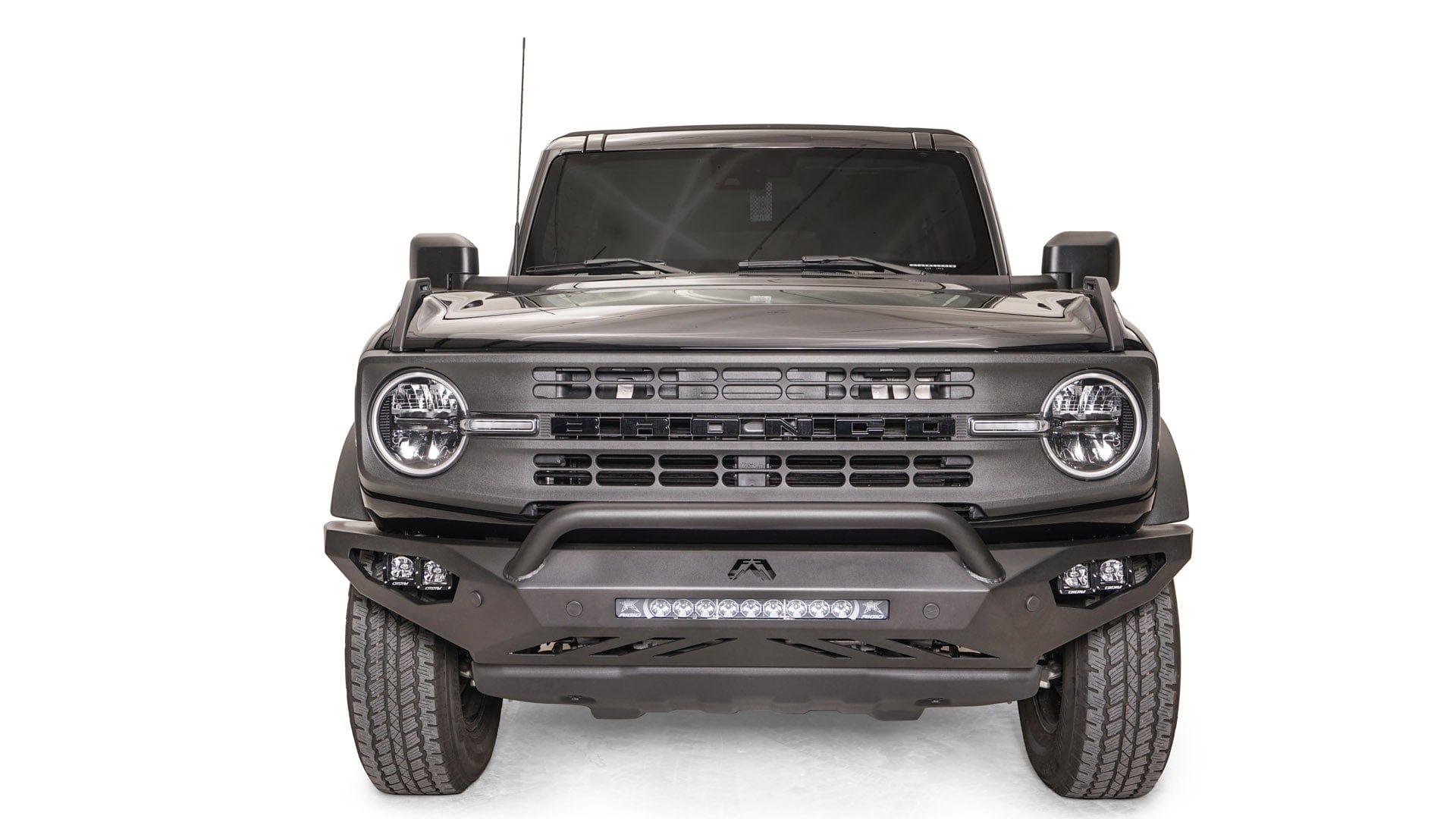 Fab Fours FB21 - D5252 - 1 Ford Bronco 2021 - 2024 Vengeance Front Bumper Pre - Runner Guard - Rugged Truck Gear