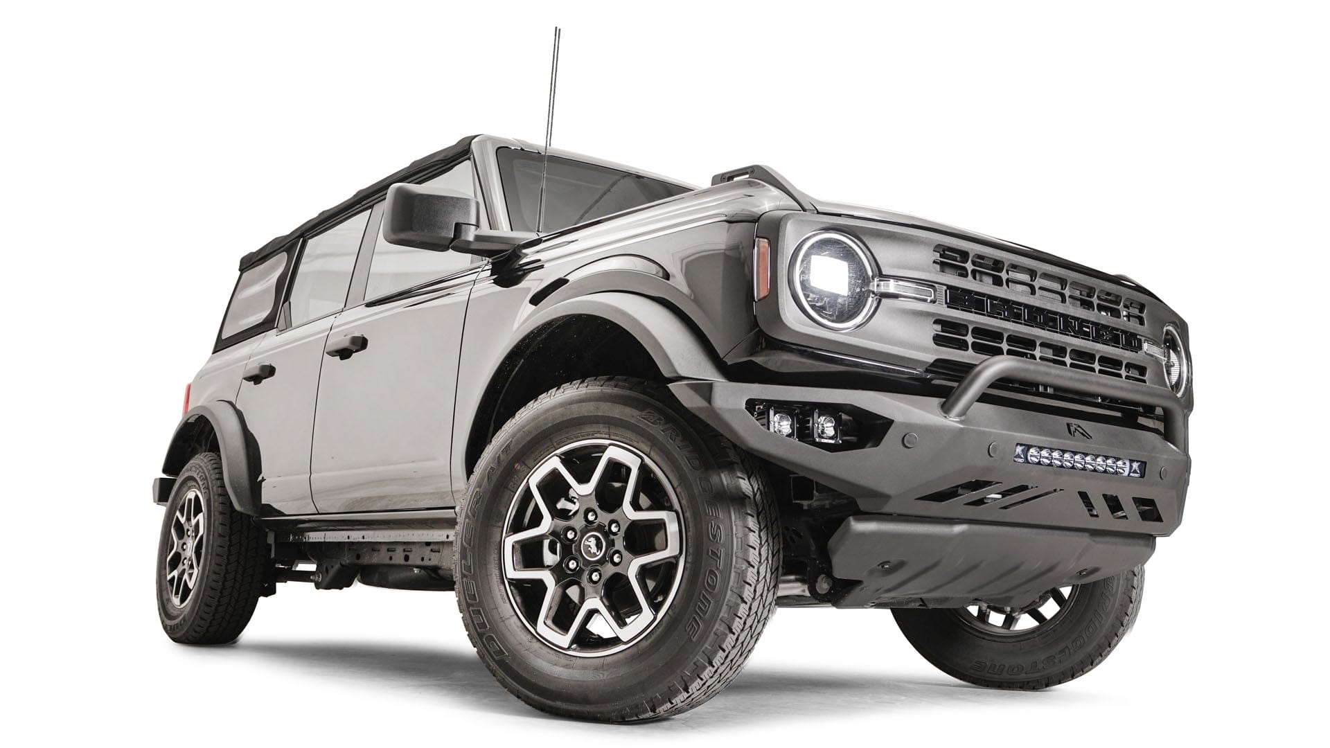 Fab Fours FB21 - D5252 - 1 Ford Bronco 2021 - 2024 Vengeance Front Bumper Pre - Runner Guard - Rugged Truck Gear
