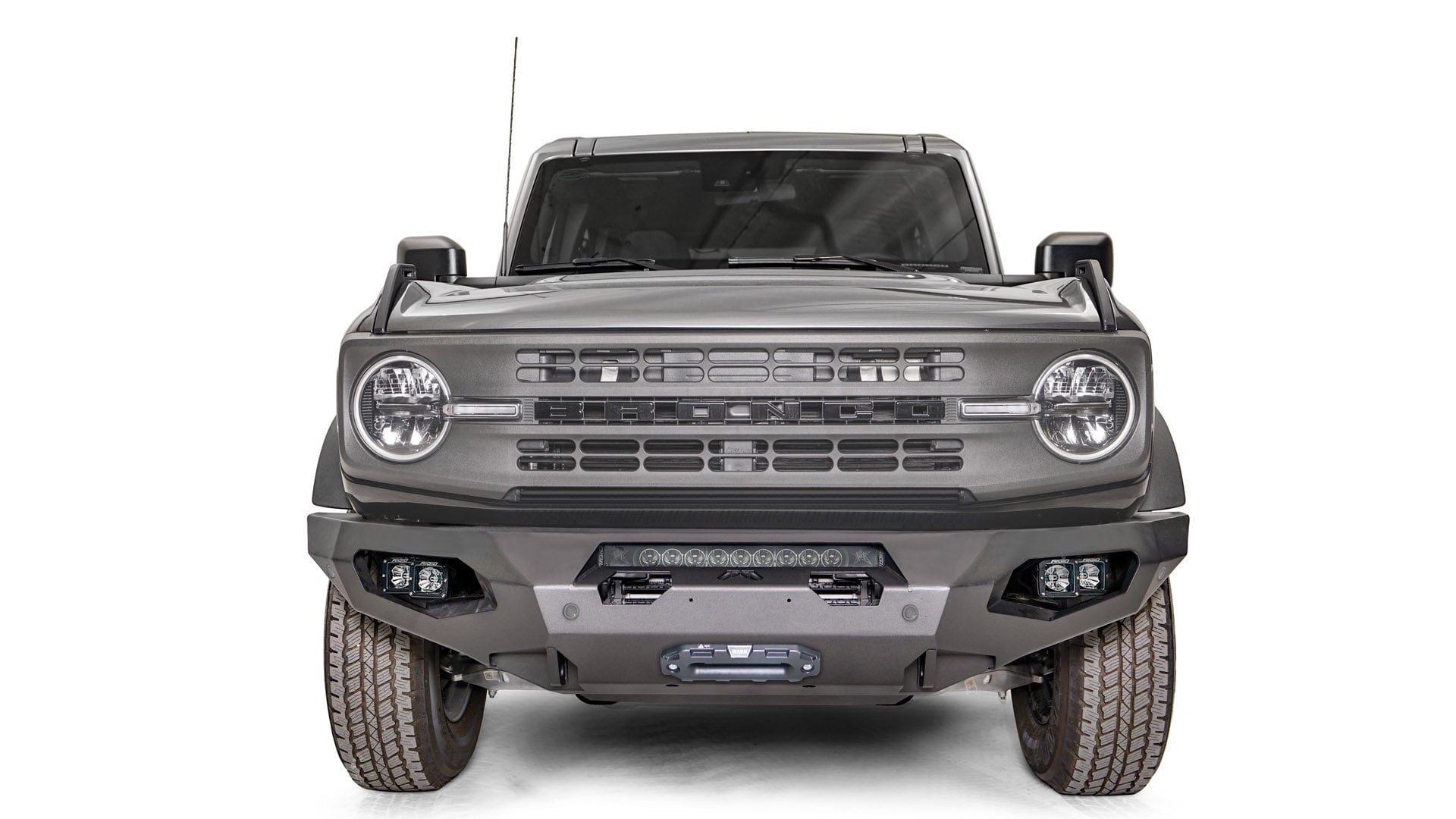 Fab Fours FB21 - X5251 - 1 Ford Bronco 2021 - 2024 Matrix Front Winch Bumper No Guard - Rugged Truck Gear