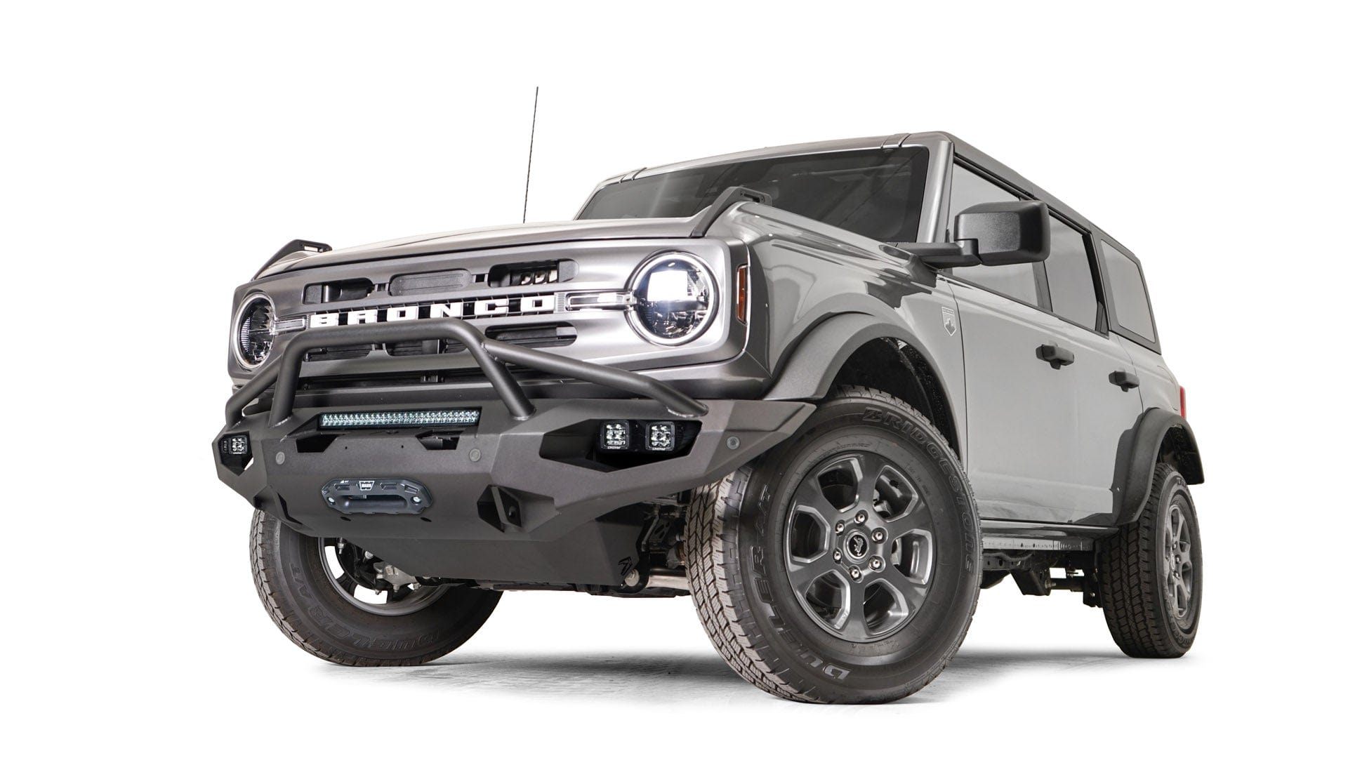 Fab Fours FB21 - X5252 - 1 Ford Bronco 2021 - 2024 Matrix Front Winch Bumper Pre - Runner Guard - Rugged Truck Gear