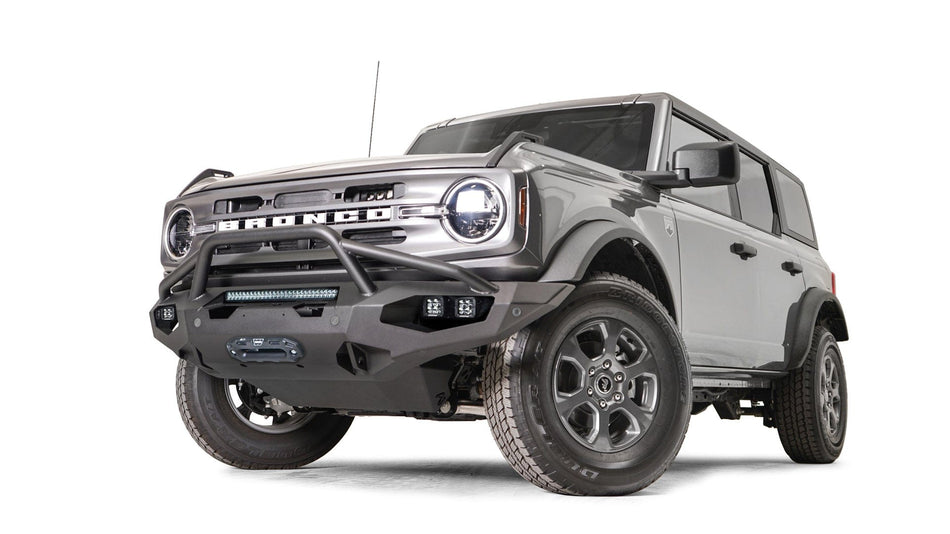 Fab Fours FB21 - X5252 - 1 Ford Bronco 2021 - 2024 Matrix Front Winch Bumper Pre - Runner Guard - Rugged Truck Gear