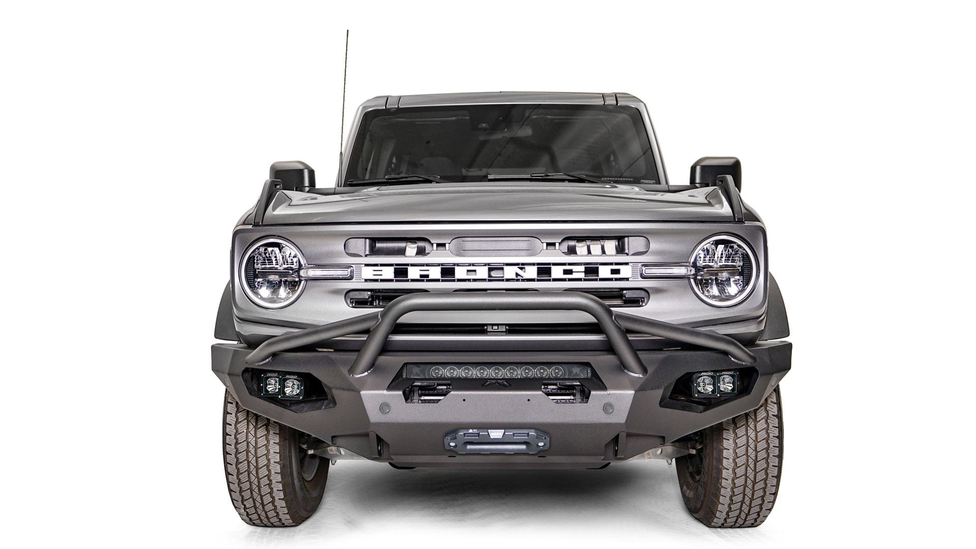 Fab Fours FB21 - X5252 - 1 Ford Bronco 2021 - 2024 Matrix Front Winch Bumper Pre - Runner Guard - Rugged Truck Gear