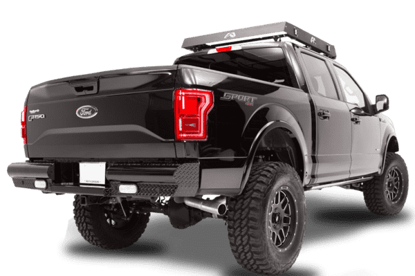 Fab Fours FF09 - T1750 - 1 Ford F150 2009 - 2014 Black Steel Rear Bumper - Rugged Truck Gear