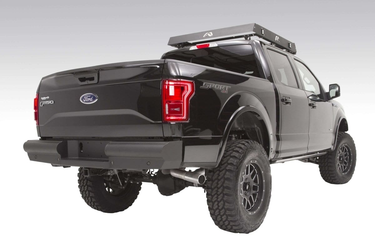 Fab Fours FF09 - U1750 - 1 Ford F150 2009 - 2014 Black Steel Elite Rear Bumper - Rugged Truck Gear