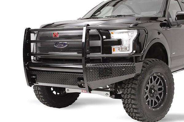 Fab Fours FF15 - K3250 - 1 Ford F150 2015 - 2017 Black Steel Front Bumper Full Guard - Rugged Truck Gear