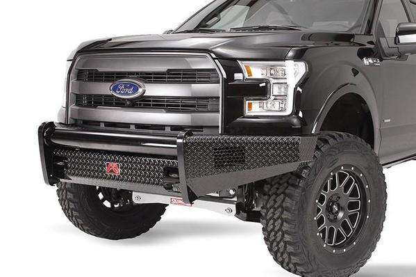 Fab Fours FF15 - K3251 - 1 Ford F150 2015 - 2017 Black Steel Front Bumper No Guard - Rugged Truck Gear