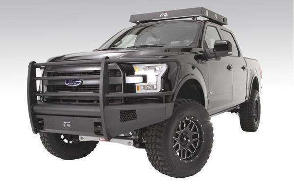 Fab Fours FF15 - R3250 - 1 Ford F150 2015 - 2017 Black Steel Elite Front Bumper Full Guard - Rugged Truck Gear