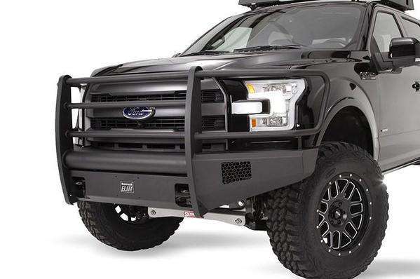 Fab Fours FF15 - R3250 - 1 Ford F150 2015 - 2017 Black Steel Elite Front Bumper Full Guard - Rugged Truck Gear