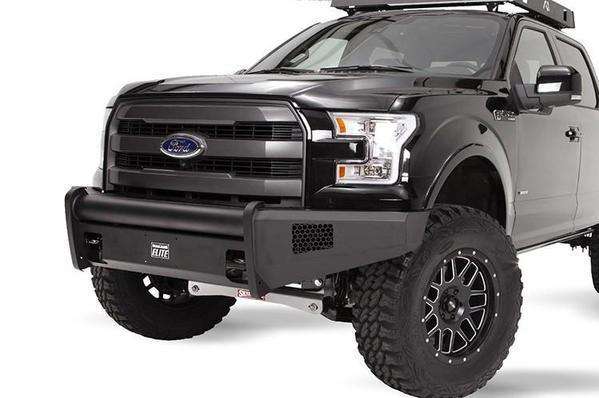 Fab Fours FF15-R3251-1 Ford F150 2015-2017 Black Steel Elite Front Bumper No Guard-BumperStock