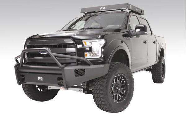 Fab Fours FF15 - R3252 - 1 Ford F150 2015 - 2017 Black Steel Elite Front Bumper Pre - Runner Guard - Rugged Truck Gear