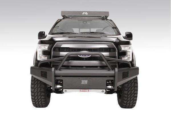 Fab Fours FF15 - R3252 - 1 Ford F150 2015 - 2017 Black Steel Elite Front Bumper Pre - Runner Guard - Rugged Truck Gear