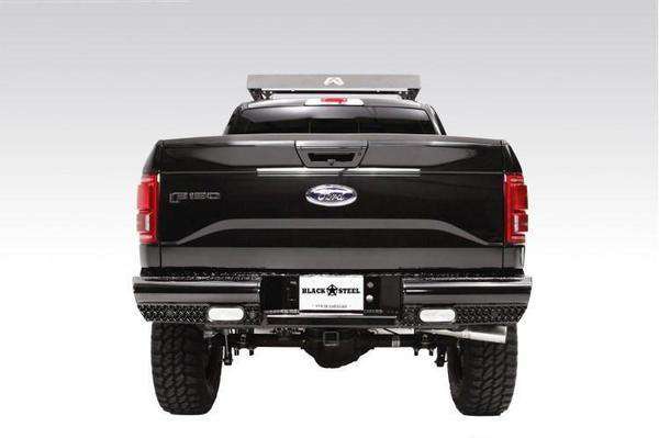Fab Fours FF15 - T3250 - 1 Ford F150 2015 - 2020 Black Steel Rear Bumper - Rugged Truck Gear