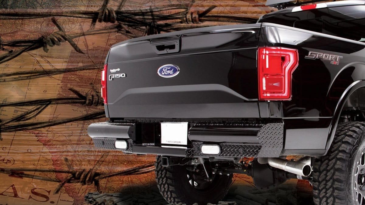 Fab Fours FF15 - T3250 - 1 Ford F150 2015 - 2020 Black Steel Rear Bumper - Rugged Truck Gear