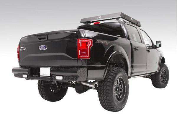 Fab Fours FF15 - T3250 - 1 Ford F150 2015 - 2020 Black Steel Rear Bumper - Rugged Truck Gear
