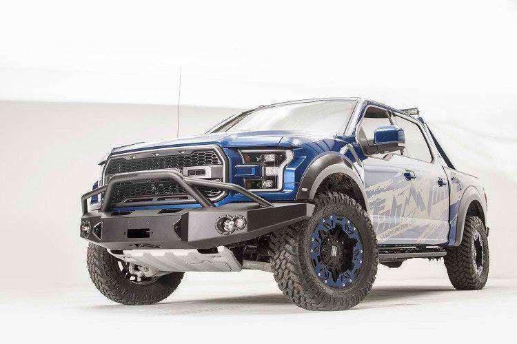 Fab Fours FF17 - H4352 - 1 Ford Raptor 2017 - 2020 Premium Front Bumper Winch Ready Pre - Runner Guard - Rugged Truck Gear