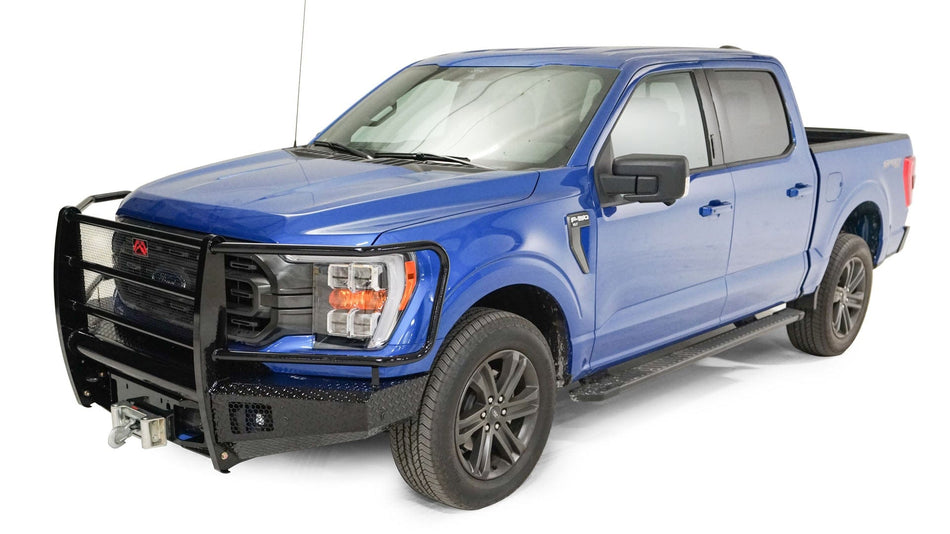 Fab Fours FF21 - K5060 - 1 Ford F150 2021 - 2022 Black Steel Front Bumper Full Guard - Rugged Truck Gear