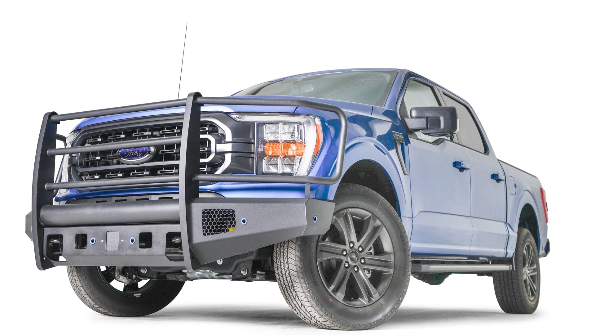 Fab Fours FF21 - R5060 - 1 Ford F150 2021 - 2022 Black Steel Elite Front Bumper Full Guard - Rugged Truck Gear