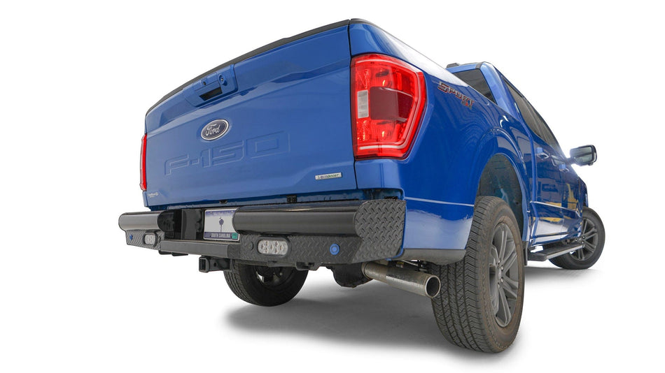 Fab Fours FF21 - T5050 - 1 Ford F150 2021 - 2022 Black Steel Rear Bumper - Rugged Truck Gear