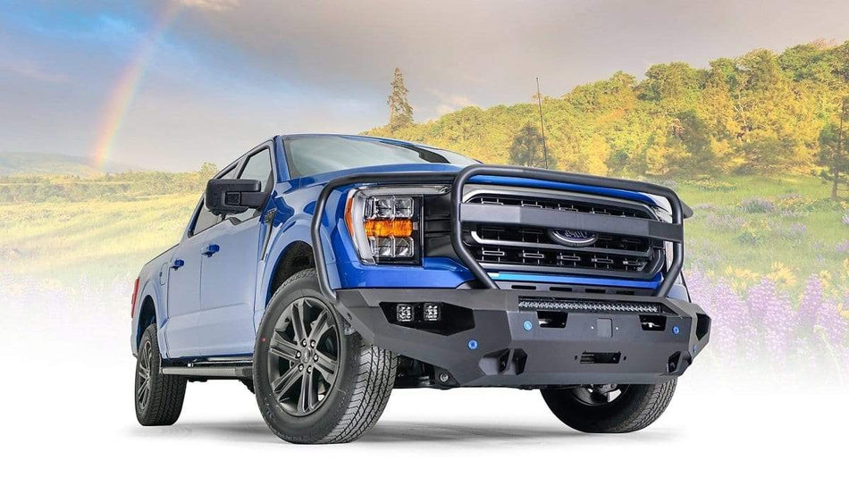 Fab Fours FF21 - X4750 - 1 Ford F150 2021 - 2022 Matrix Front Winch Bumper Full Guard - Rugged Truck Gear