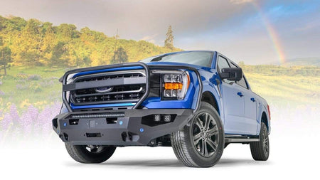 Fab Fours FF21 - X4750 - 1 Ford F150 2021 - 2022 Matrix Front Winch Bumper Full Guard - Rugged Truck Gear