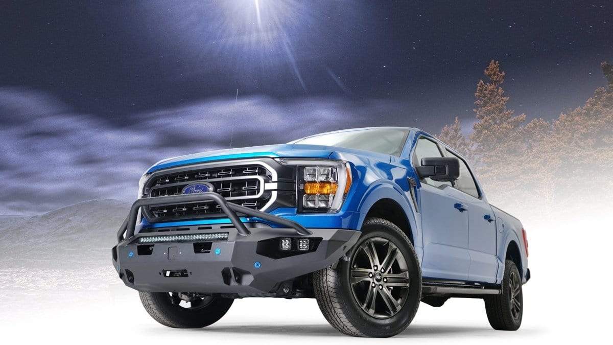 Fab Fours FF21 - X4752 - 1 Ford F150 2021 - 2022 Matrix Front Winch Bumper Pre - Runner Guard - Rugged Truck Gear