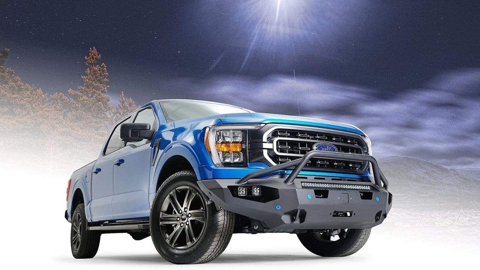 Fab Fours FF21 - X4752 - 1 Ford F150 2021 - 2022 Matrix Front Winch Bumper Pre - Runner Guard - Rugged Truck Gear