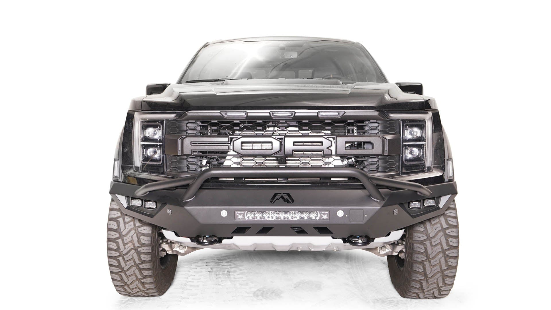 Fab Fours FR21 - D5352 - 1 Ford Raptor 2021 - 2022 Vengeance Front Bumper Pre - Runner Guard - Rugged Truck Gear