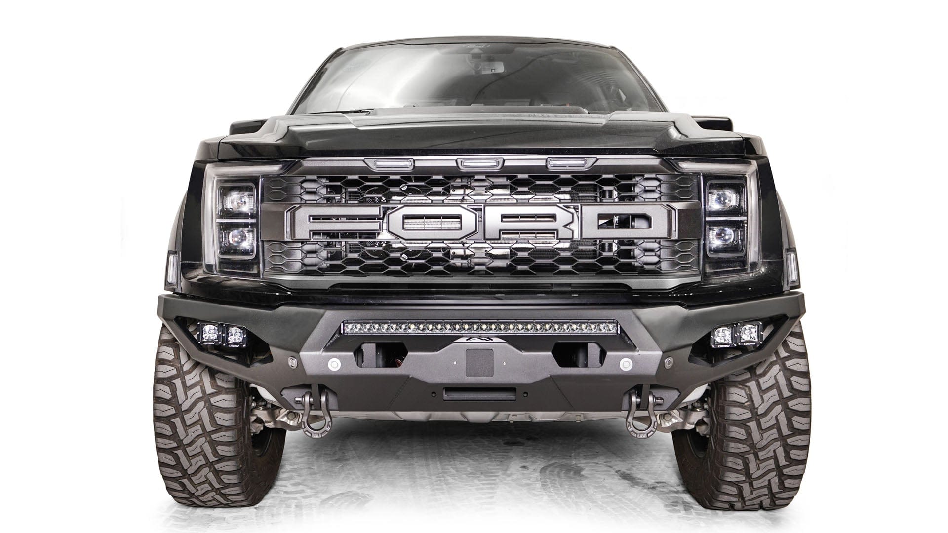 Fab Fours FR21 - X5351 - 1 Ford Raptor 2021 - 2022 Matrix Front Winch Bumper No Guard - Rugged Truck Gear