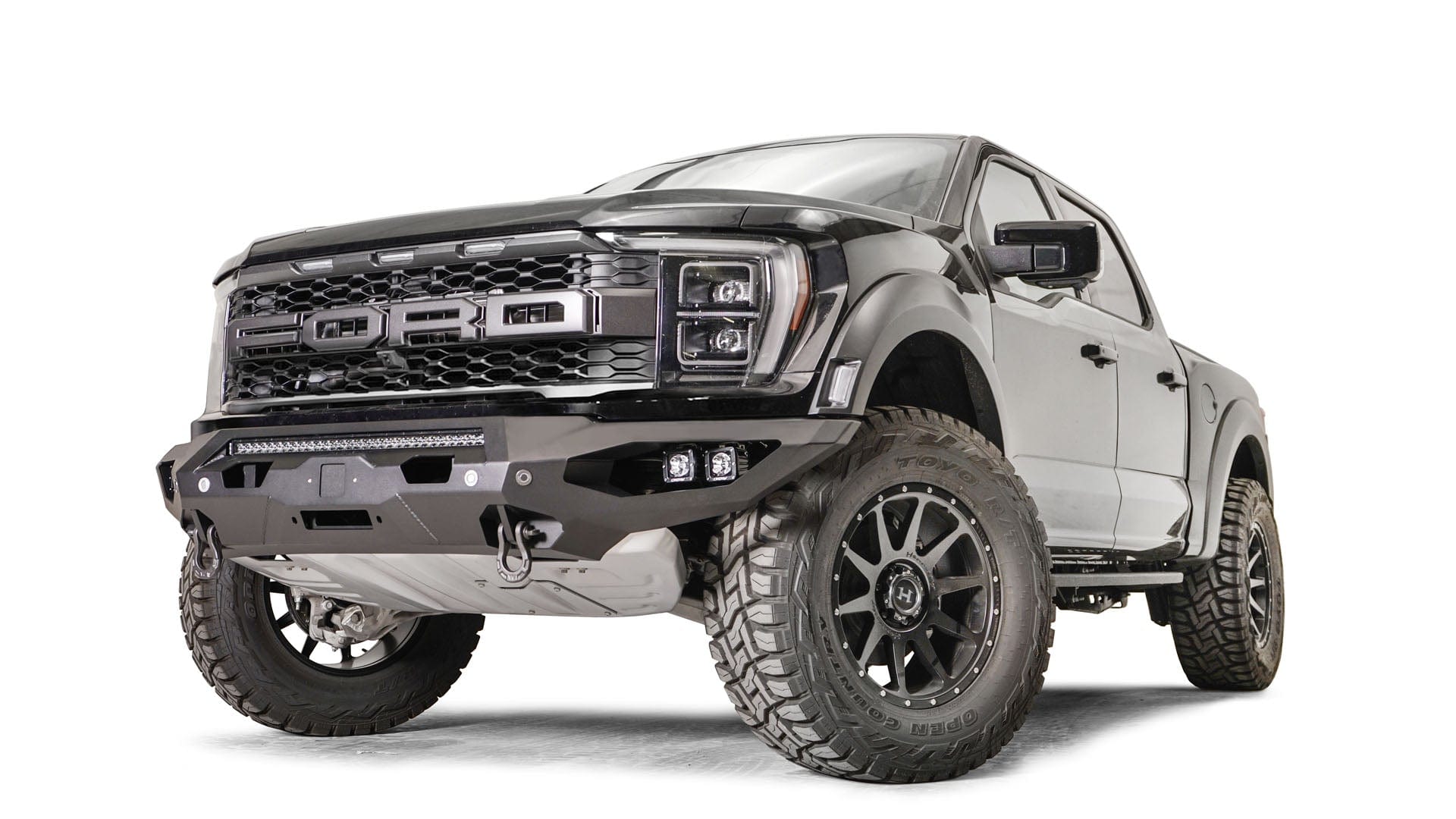 Fab Fours FR21 - X5351 - 1 Ford Raptor 2021 - 2022 Matrix Front Winch Bumper No Guard - Rugged Truck Gear