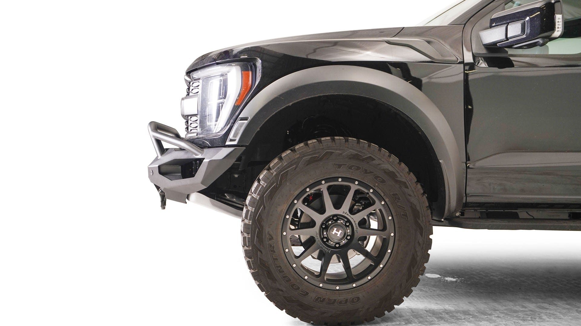 Fab Fours FR21 - X5352 - 1 Ford Raptor 2021 - 2022 Matrix Front Winch Bumper Pre - Runner Guard - Rugged Truck Gear