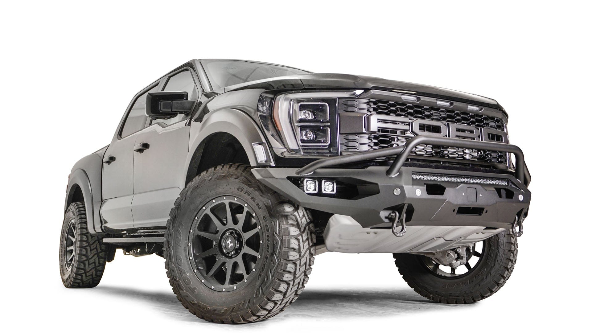 Fab Fours FR21 - X5352 - 1 Ford Raptor 2021 - 2022 Matrix Front Winch Bumper Pre - Runner Guard - Rugged Truck Gear