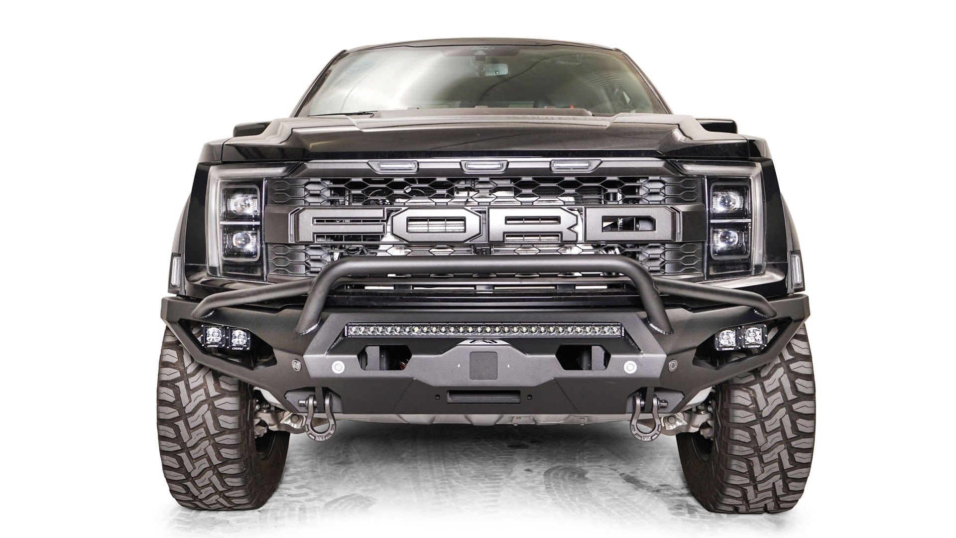 Fab Fours FR21 - X5352 - 1 Ford Raptor 2021 - 2022 Matrix Front Winch Bumper Pre - Runner Guard - Rugged Truck Gear